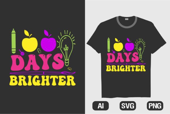 100 Days Funny Brighter Rainbow T-Shirt Graphics
