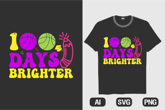 100 Days School Brighter Rainbow T-shirt Graphics