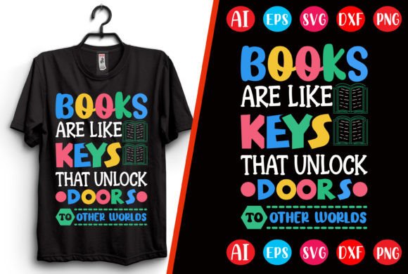 Books Are Like Keys T-shirt Design Graphics