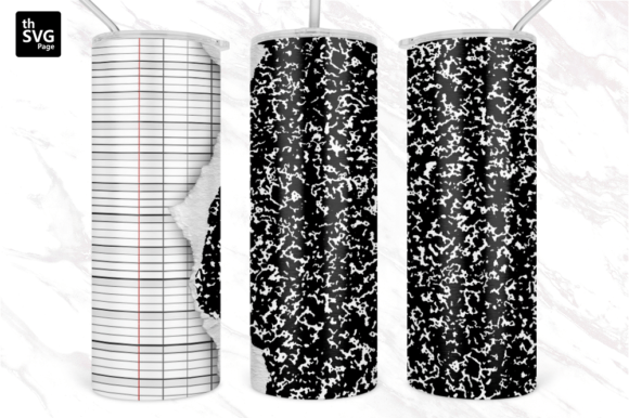 Composition Book Tumbler 20oz Skinny PNG