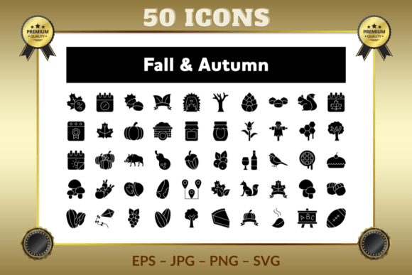 Fall Autumn Glyph Icons: Seasonal Graphics & Icons for Local Brands