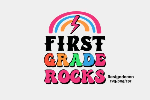 First Grade Rocks Retro Sublimation SVG: Graphics for Crafts & Content