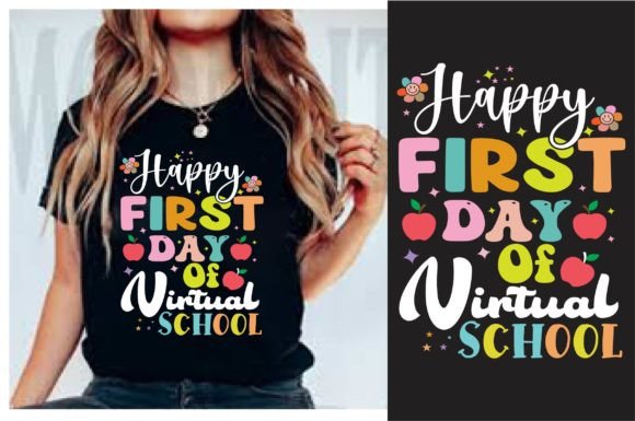 Happy First Day of Virtual School Retro Graphics