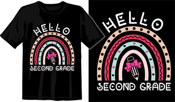 Hello 2nd Grade Rainbow Graphics & T-Shirt Designs