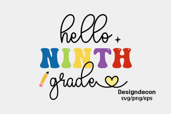 Hello Ninth Grade Retro Sublimation SVG: Graphics for Crafts