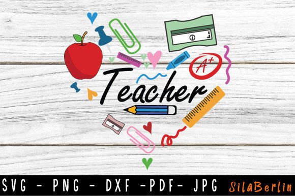 Teacher Heart SVG Graphics for Crafts
