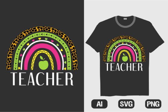 Teacher Rainbow T-Shirt Design for Kids: Graphics & T-Shirt Designs